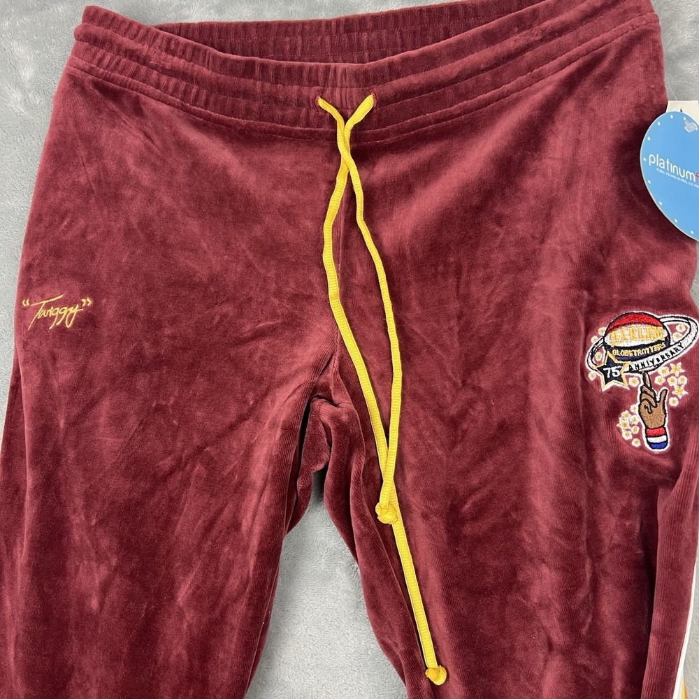NWT VTG FUBU Harlem Globetrotters Twiggy Burgundy Velour Track‎ Pant Medium FLAW